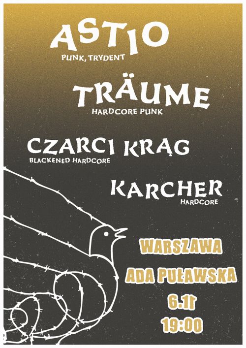 PUNK MMA: ASTIO (Trydent) + TRÄUME + CZARCI KRĄG + KARCHER // 6.11 at ADA